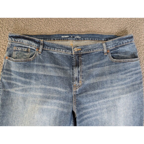 Old Navy Boyfriend Jeans Size 18 Mid Rise Distressed Holes Blue Stretch Denim - Picture 5 of 11